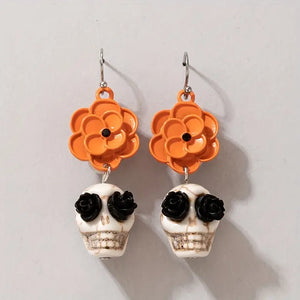 Flowery Skull Earrings