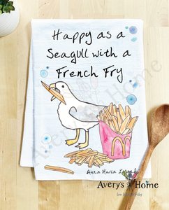 Happy as a Seagull w/ French Fry Kitchen Towel