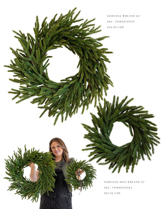 Norfolk Pine Real Touch Faux Christmas Wreath Mini Luxe B Co