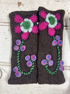 Felted Flower Fingerless gloves