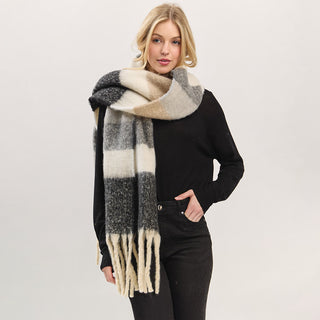 Fluffy Scarf Neutral/Blk