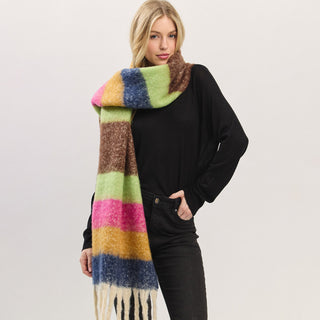 Soft Brushed Scarf GRN/BR