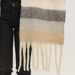 Fluffy Scarf Neutral/Blk