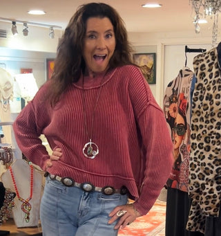 Harley Cropped Sweater Cabernet