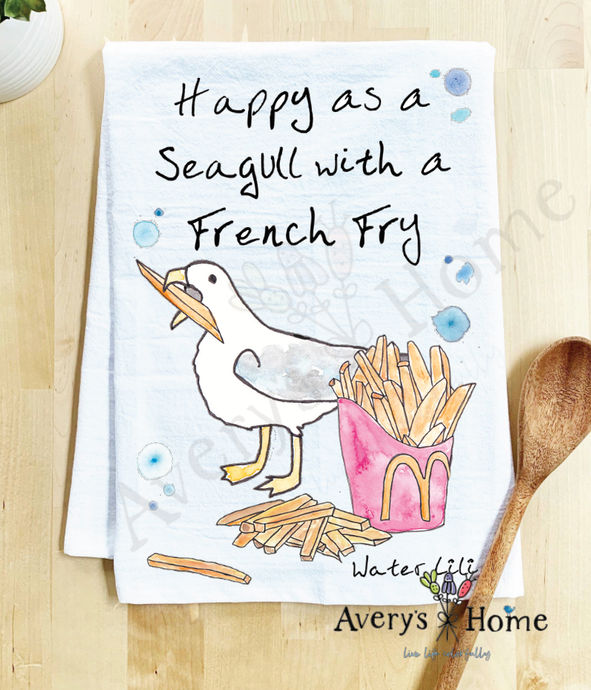 Happy as a Seagull w/ French Fry Kitchen Towel