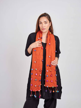 Sugar dot Wool/Silk Scarf Rust