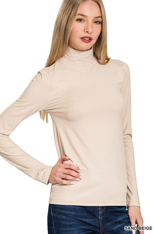 Martha Mock Neck Top Sand Beige