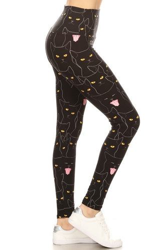 Kitty Kat Yoga Band Leggings Multi O/S