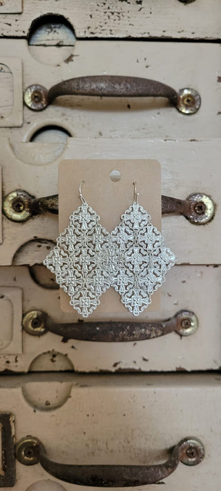 Let's Go Fly A Filigree Kite Earrings Silver