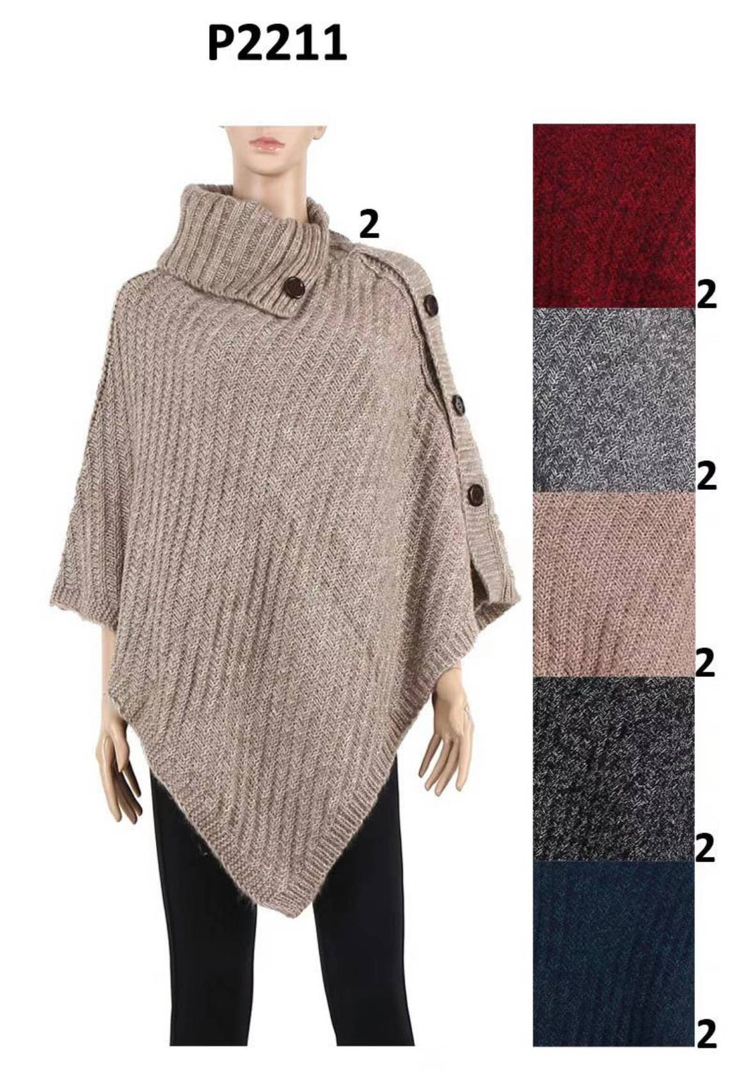 Side Button Poncho O/S