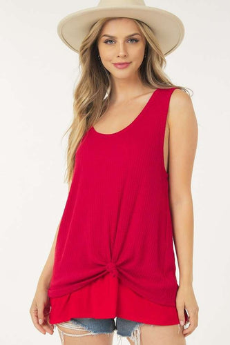 Two Toned Tied Tank Red