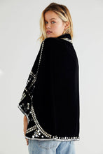 Maya Black Velvet Embellished Capelet Jacket