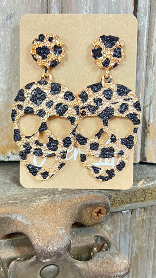 Leopard Skull Earrings