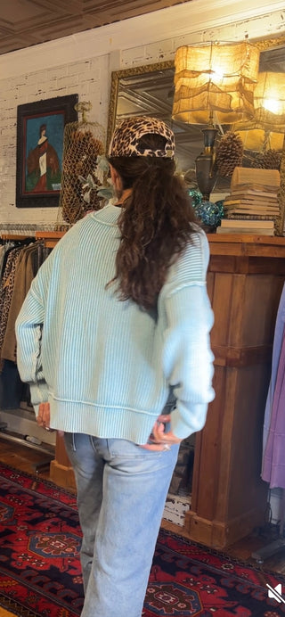 Harley Cropped Sweater Dusty Teal