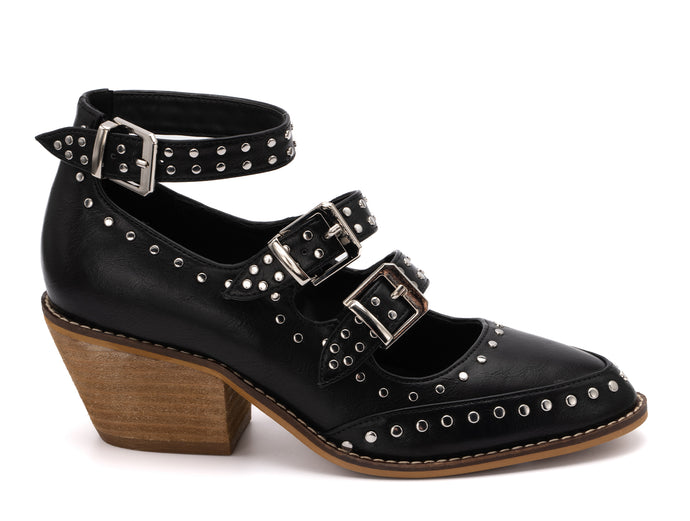 Corkys CACKLE Studded Leather Shoe Black