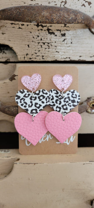 Snow leopard heart earrings