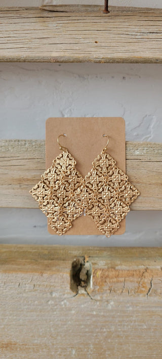 Let's Go Fly A Filigree Kite Earrings Gold