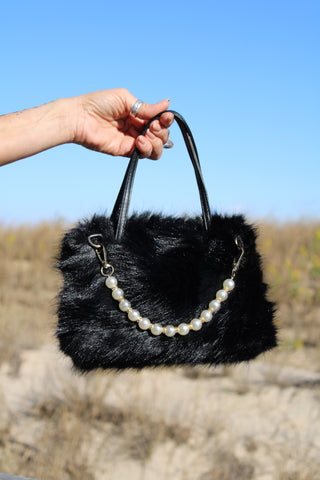 Ms Pearl Fur Bag Black