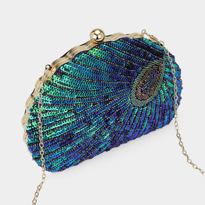 Half moon peacock clutch