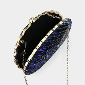 Half moon peacock clutch