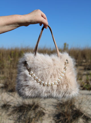 Ms Pearl Faux Fur Bag Cream