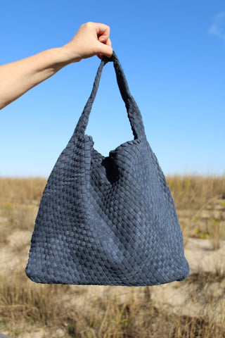 Carmel Vegan Suede Basketweave bag