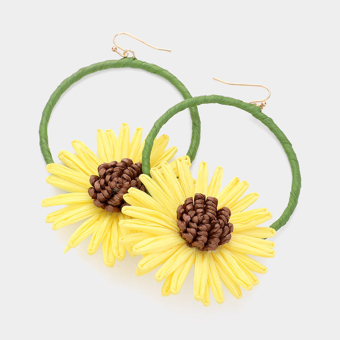 Summer Rafia Sunflowers earrings