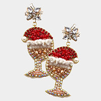 Cheers To Santa Beaded Earrings Multi