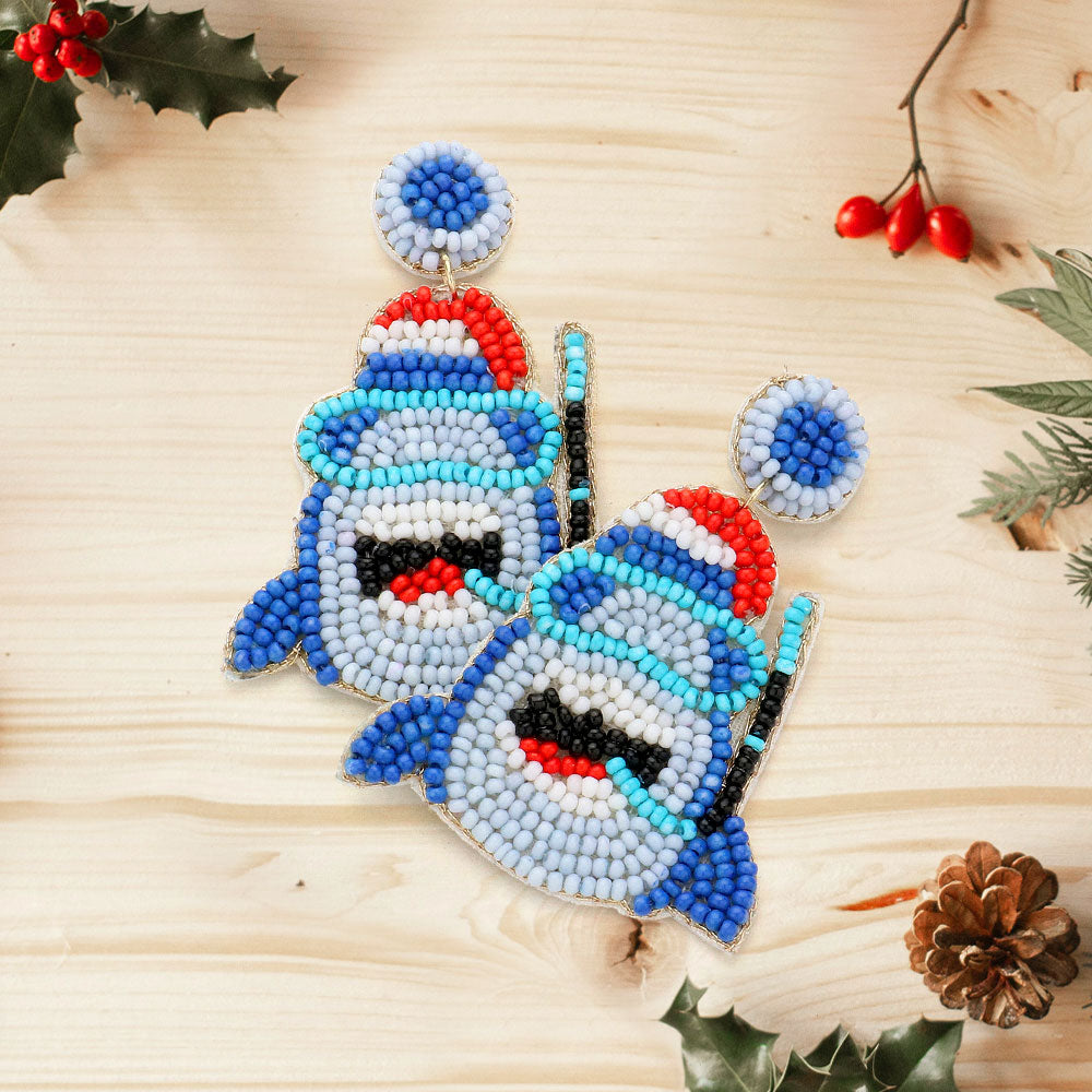 Shark Santa Felted Earrings