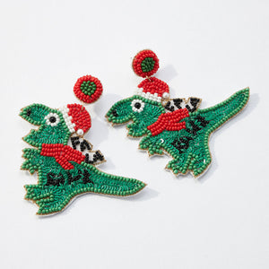 Dino Claus Felted Earrings