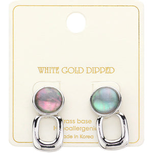 White gold dipped abalone earrings