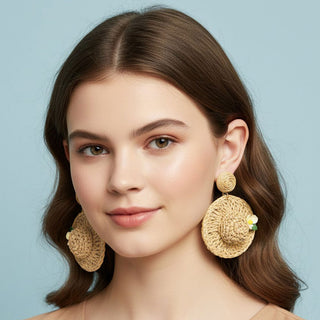 Sombrero Raffia Earrings