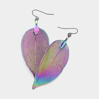Irridescent Leaf Earrings