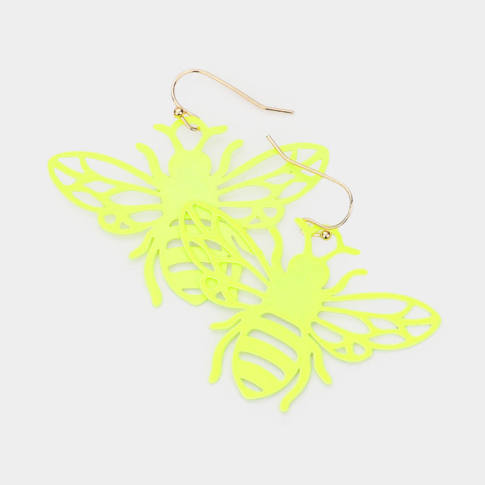 Lime Bumble Bee Earrings