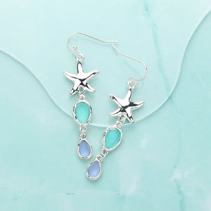 Starfish stone cluster earrings
