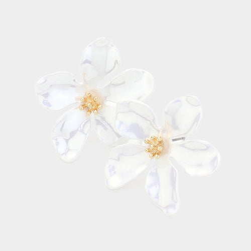 Iridescent flower earrings