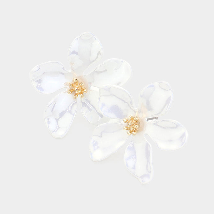 Iridescent flower earrings