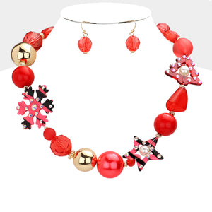 Fire Red Holiday Necklace Set