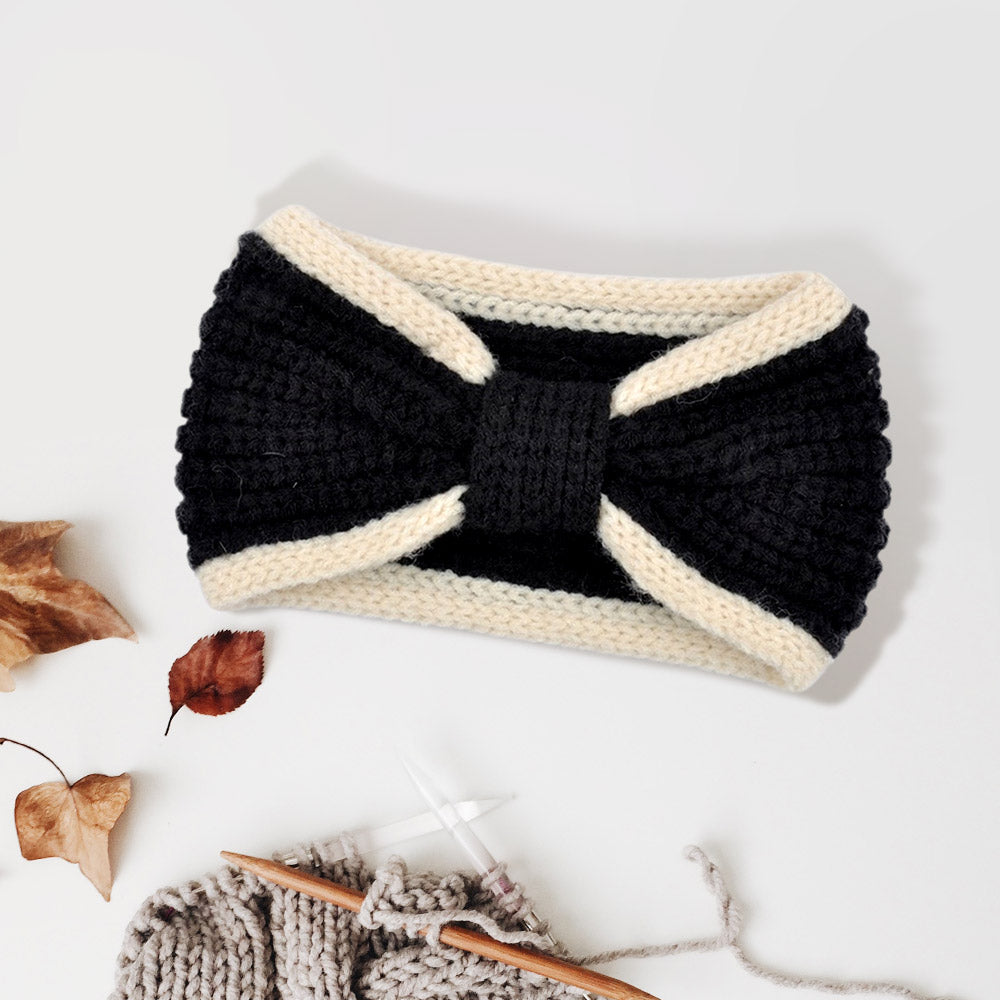 Two Tone Bow Headband Earmuff