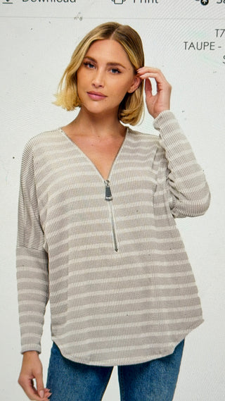 Zip It Top Stripe Dove