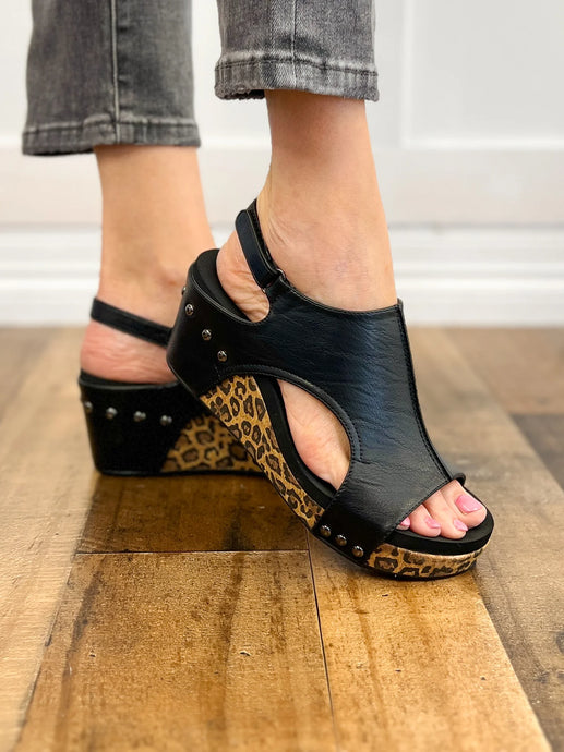 CARLEY Wedge Blk Smooth Leopard