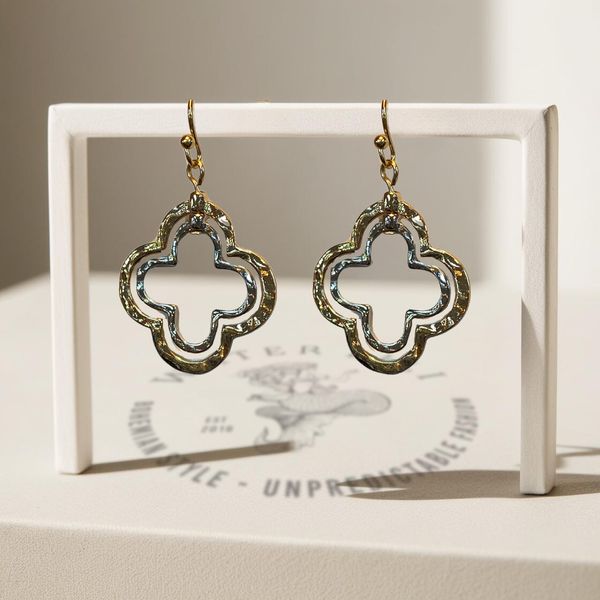 Hammered Quatrefoil Drop Earrings