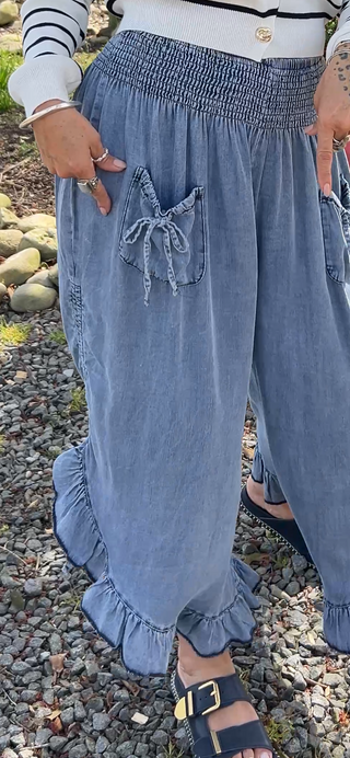 CHAMBRAY BLOOMER PANTS