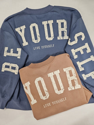 Be Yourself Sweatshirt Washed Blue