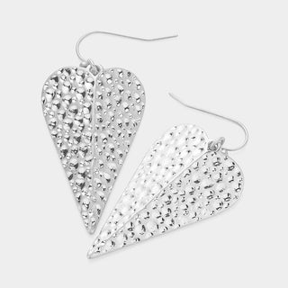 Textured heart cut out earrings