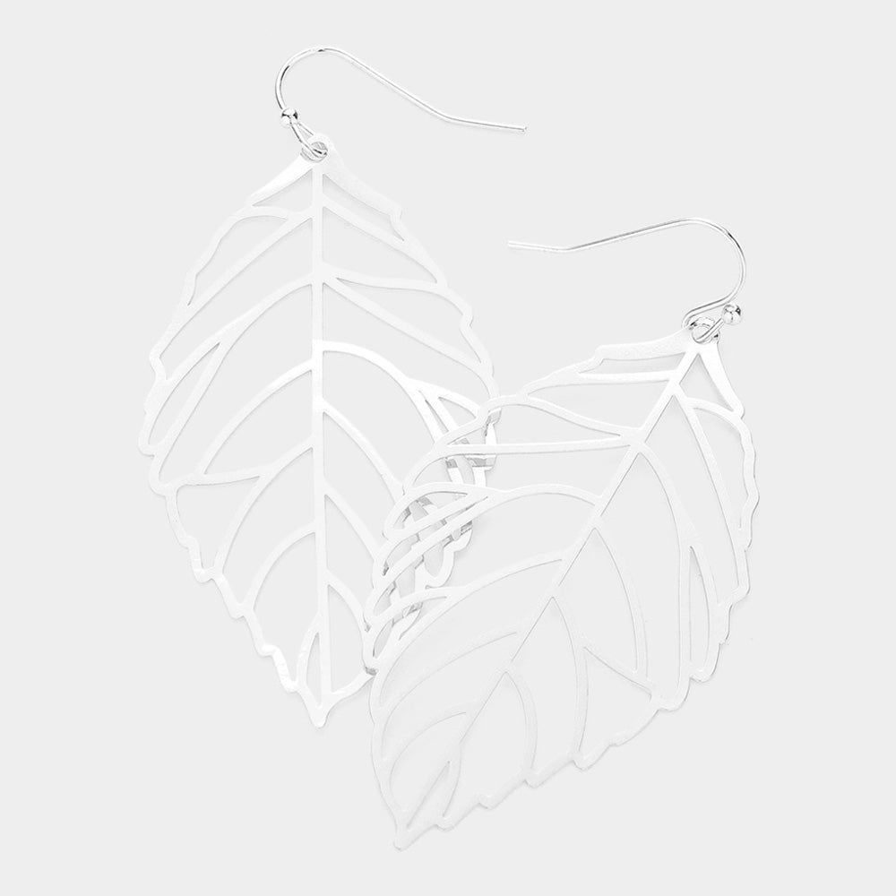 Metal cut out leaf earrings