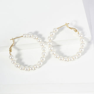 Girls Love Pearls Hoops Gold