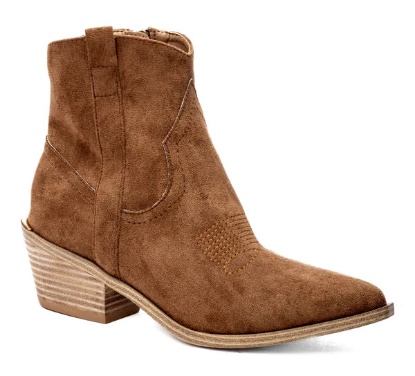 QUITTIN TIME Faux Suede Bootie Tobacco