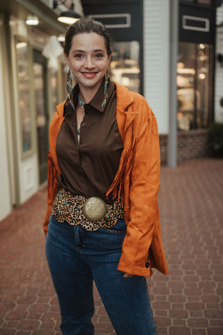 Desert Fringe Jacket Brick