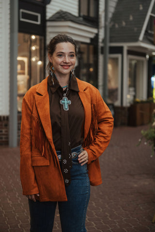 Desert Fringe Jacket Brick